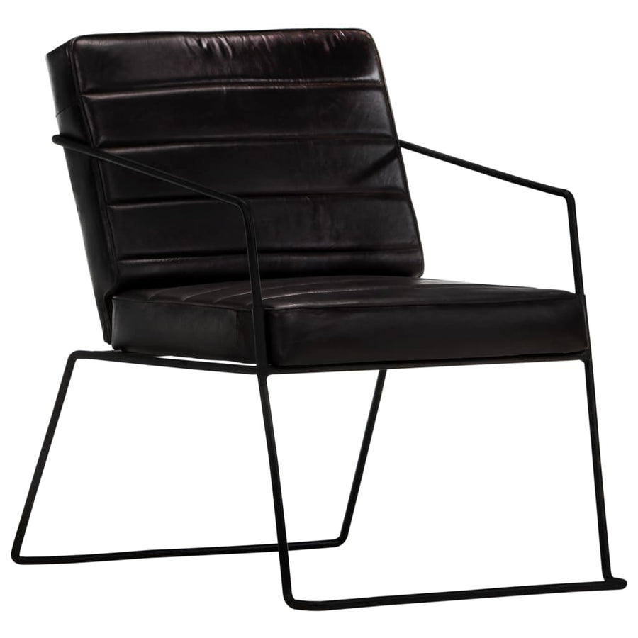 Fauteuil echt leer zwart