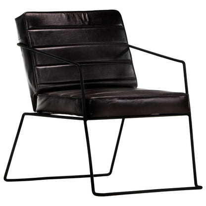 Fauteuil echt leer zwart