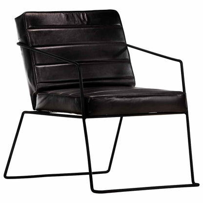Fauteuil echt leer zwart
