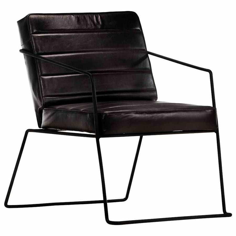Fauteuil echt leer zwart