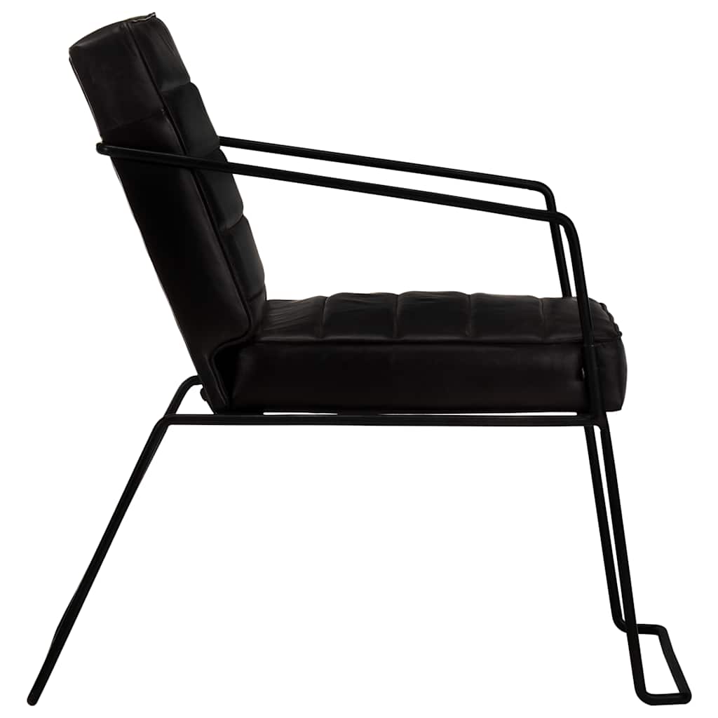 Fauteuil echt leer zwart
