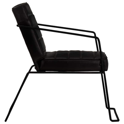 Fauteuil echt leer zwart