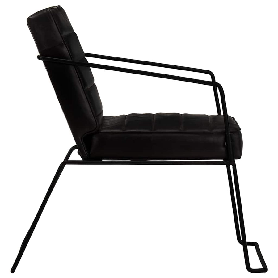 Fauteuil echt leer zwart