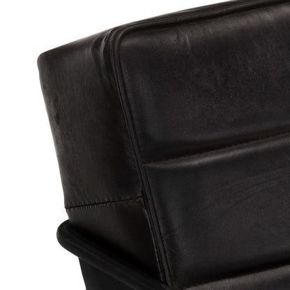 Fauteuil echt leer zwart