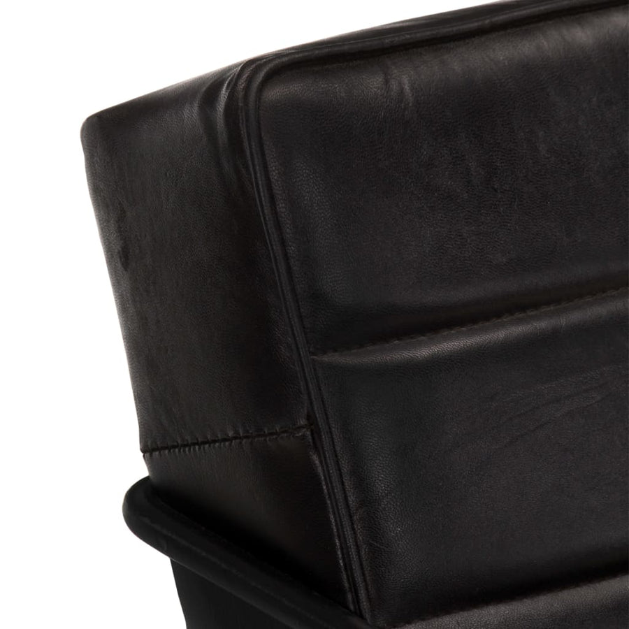 Fauteuil echt leer zwart
