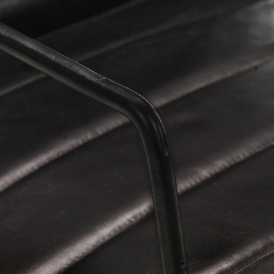 Fauteuil echt leer zwart