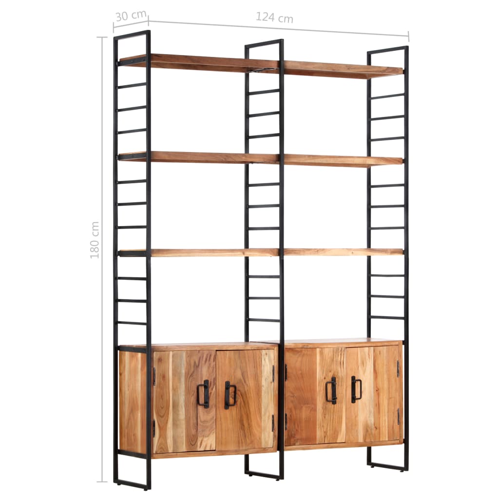 Boekenkast met 4 schappen 124x30x180 cm massief acaciahout Massief acaciahout