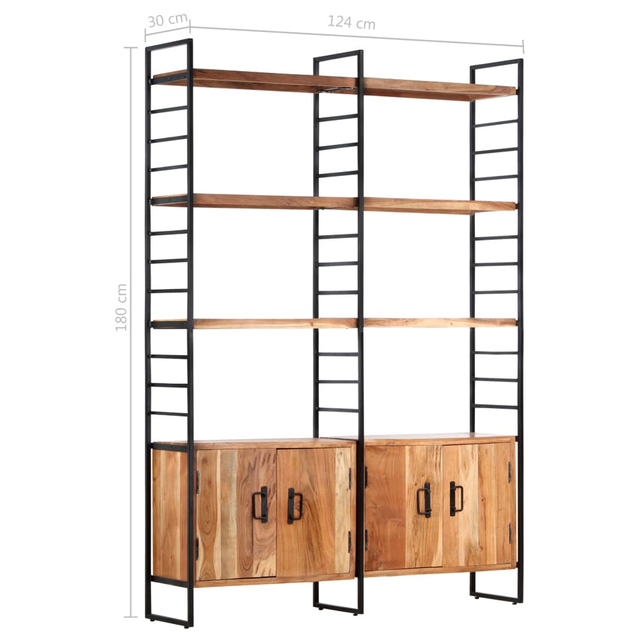 Boekenkast met 4 schappen 124x30x180 cm massief acaciahout Massief acaciahout