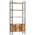 Bookcase with 4 shelves 80x30x180 cm rough mango wood