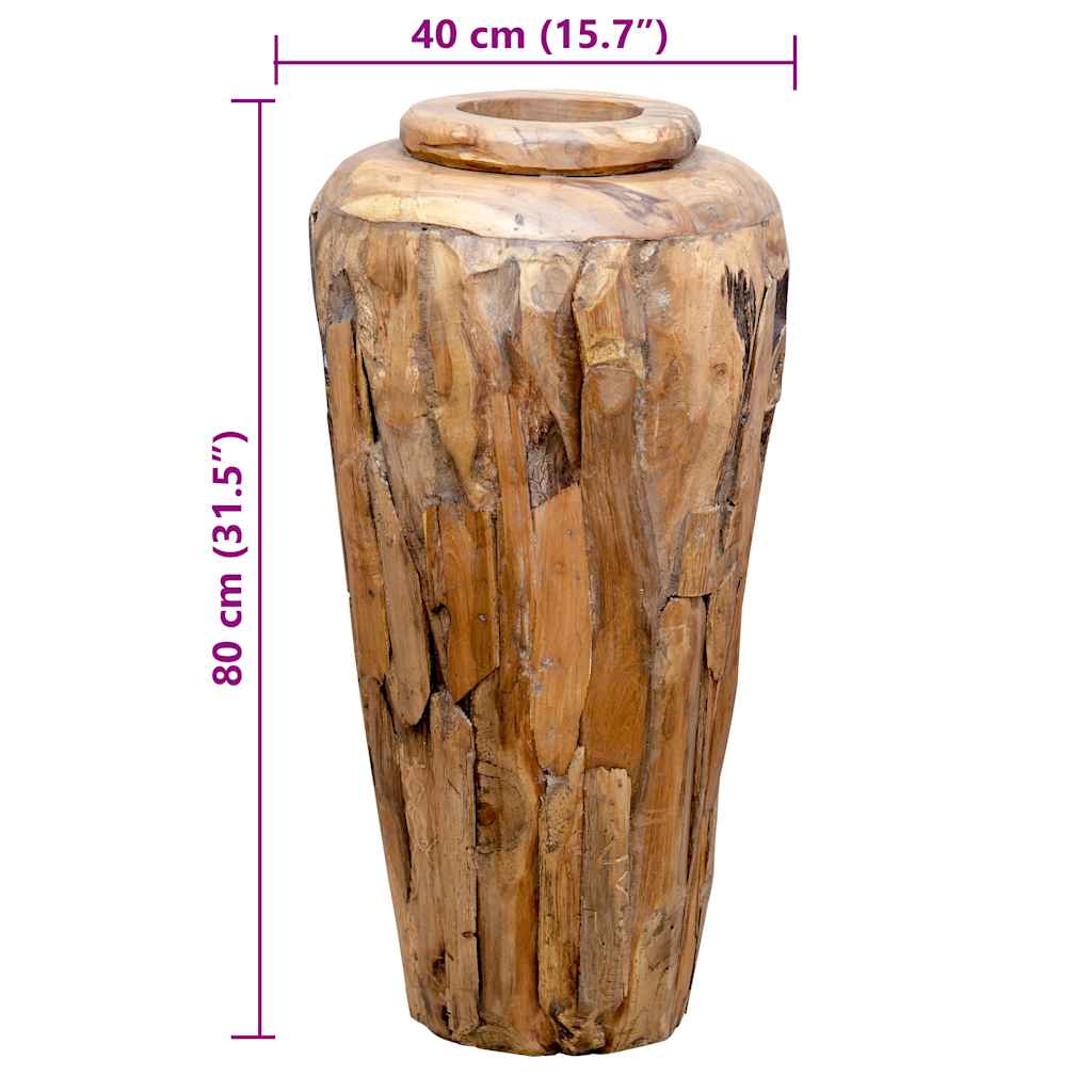 Decoratievaas 40x80 cm massief teakhout