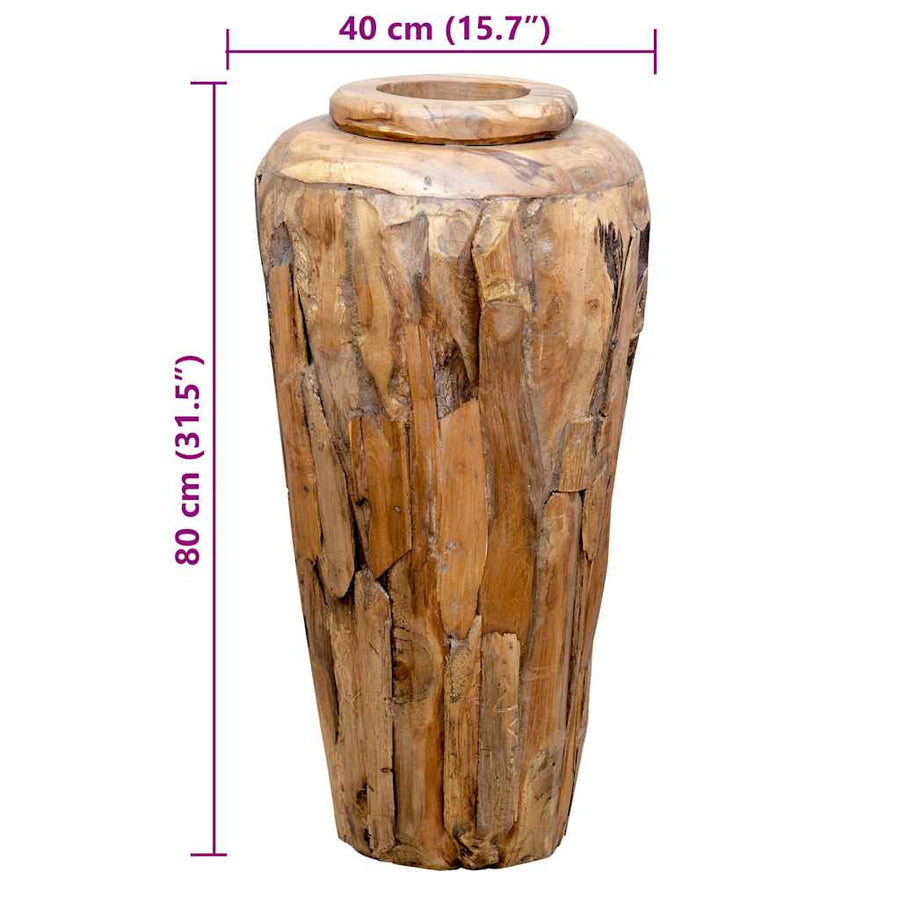 Decoratievaas 40x80 cm massief teakhout