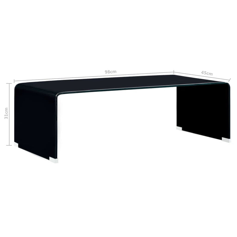 Salontafel 98X45X3 Cm Gehard Glas Zwart