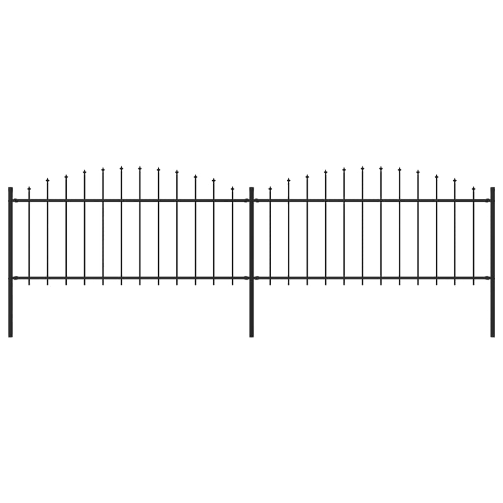 Tuinhek met speren bovenkant (0,5-0,75)x3,4 m staal zwart 50-75 cm 3.4 m