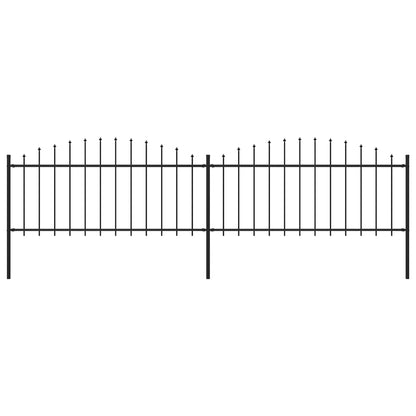 Tuinhek met speren bovenkant (0,5-0,75)x3,4 m staal zwart 50-75 cm 3.4 m