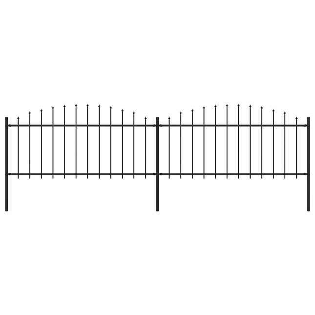 Tuinhek met speren bovenkant (0,5-0,75)x3,4 m staal zwart 50-75 cm 3.4 m