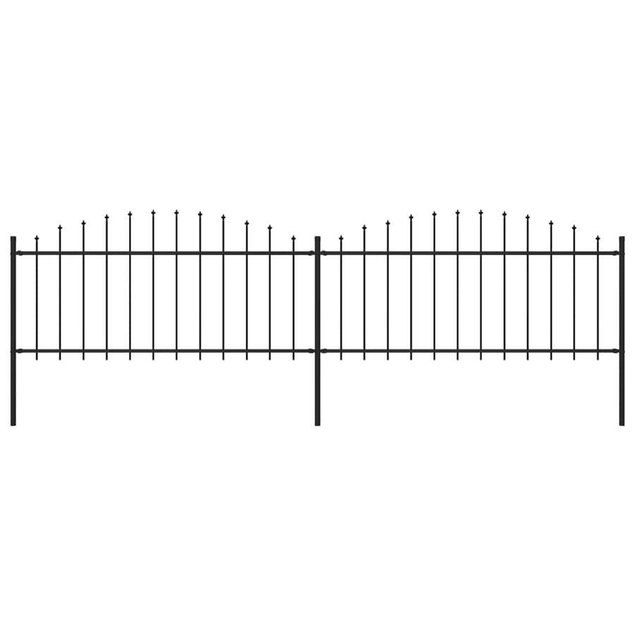 Tuinhek met speren bovenkant (0,5-0,75)x3,4 m staal zwart 50-75 cm 3.4 m