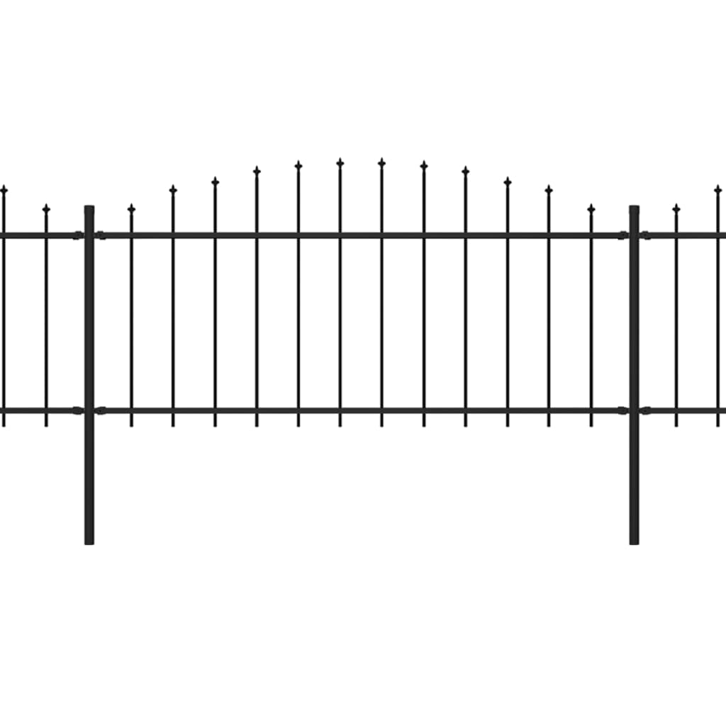 Tuinhek met speren bovenkant (0,5-0,75)x3,4 m staal zwart 50-75 cm 3.4 m