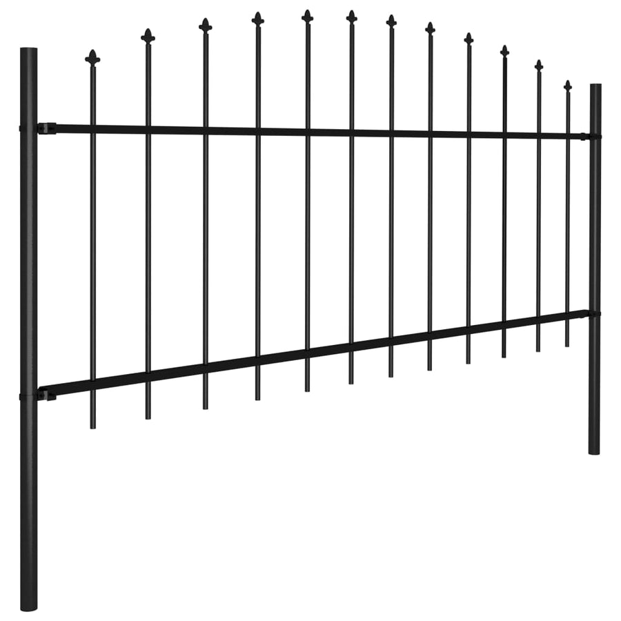 Tuinhek met speren bovenkant (0,5-0,75)x3,4 m staal zwart 50-75 cm 3.4 m