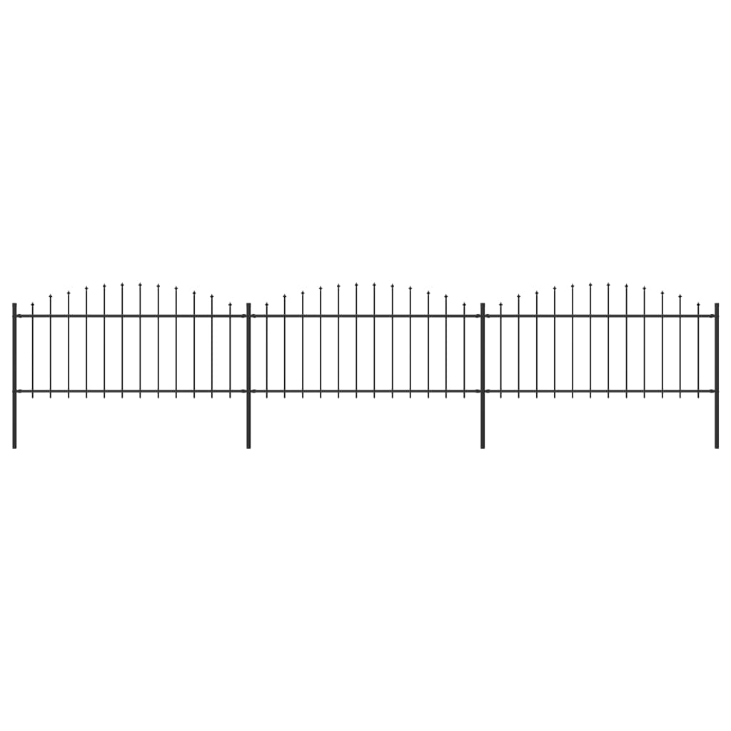 Tuinhek met speren bovenkant (0,5-0,75)x5,1 m staal zwart 50-75 cm 5.1 m
