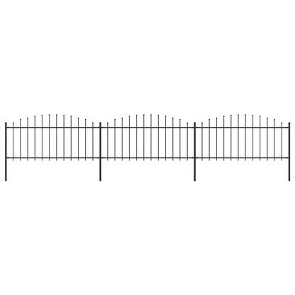 Tuinhek met speren bovenkant (0,5-0,75)x5,1 m staal zwart 50-75 cm 5.1 m