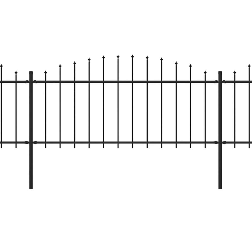 Tuinhek met speren bovenkant (0,5-0,75)x5,1 m staal zwart 50-75 cm 5.1 m