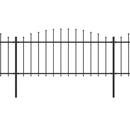 Tuinhek met speren bovenkant (0,5-0,75)x5,1 m staal zwart 50-75 cm 5.1 m