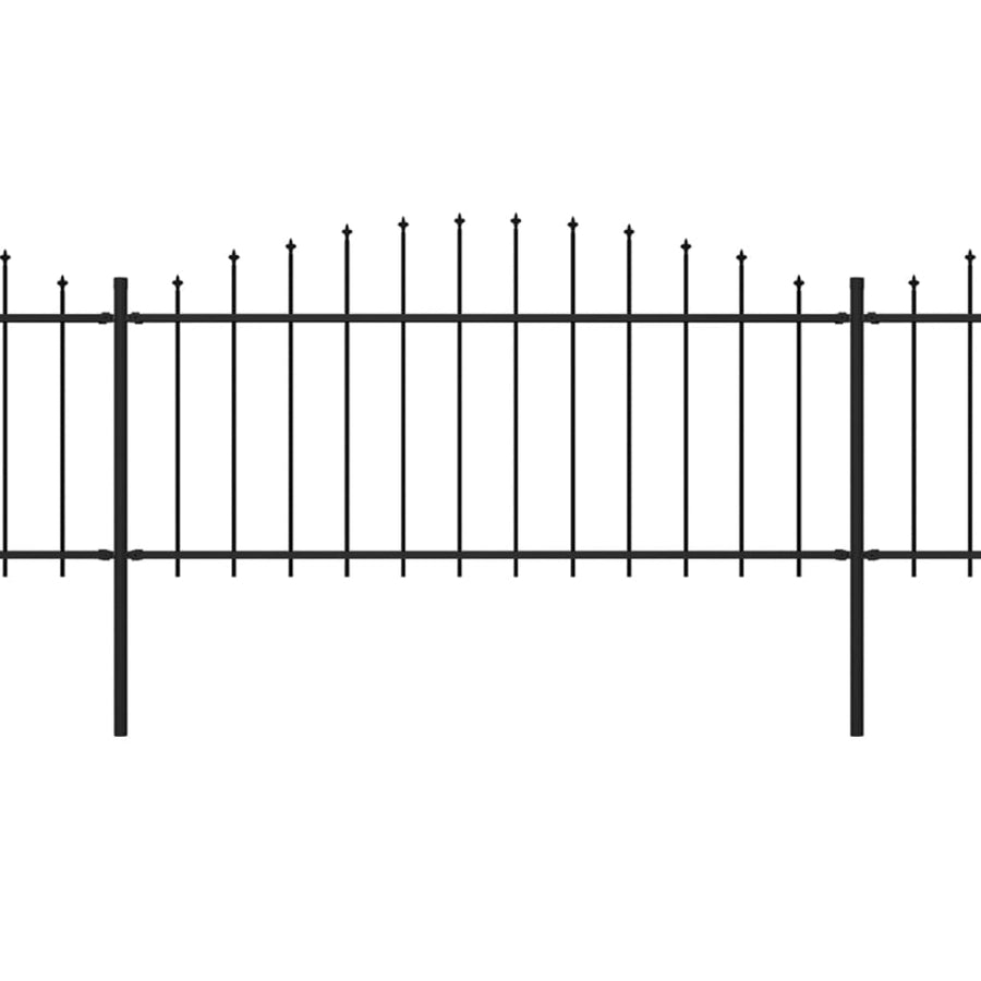 Tuinhek met speren bovenkant (0,5-0,75)x5,1 m staal zwart 50-75 cm 5.1 m