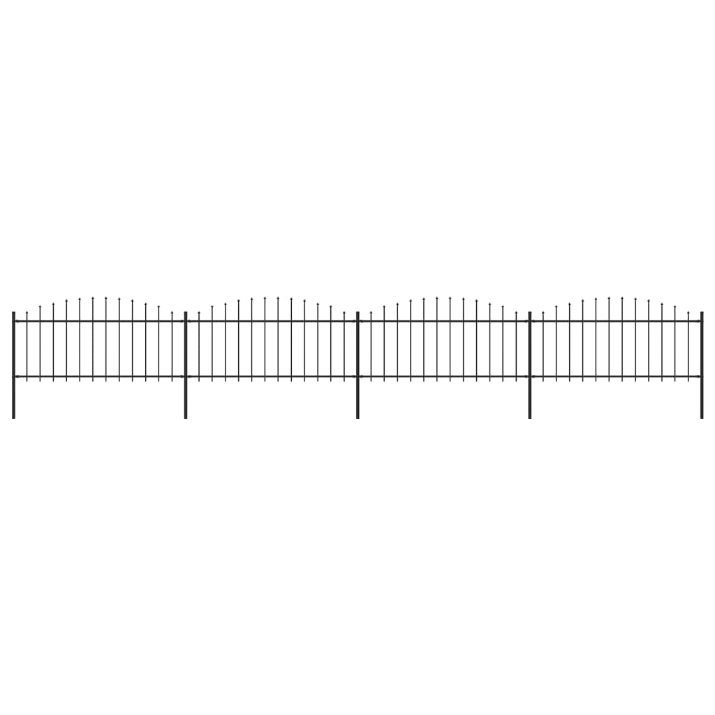 Tuinhek met speren bovenkant (0,5-0,75)x6,8 m staal zwart 50-75 cm 6.8 m