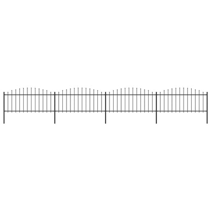 Tuinhek met speren bovenkant (0,5-0,75)x6,8 m staal zwart 50-75 cm 6.8 m