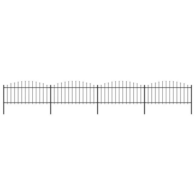 Tuinhek met speren bovenkant (0,5-0,75)x6,8 m staal zwart 50-75 cm 6.8 m