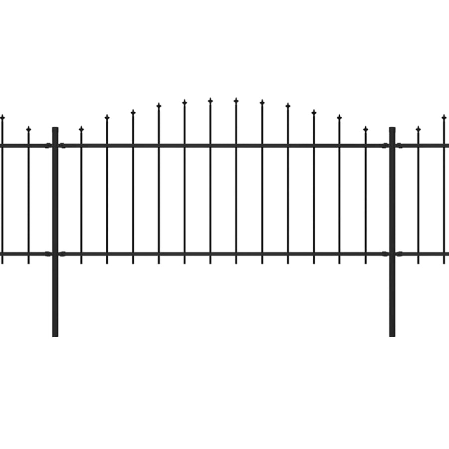 Tuinhek met speren bovenkant (0,5-0,75)x6,8 m staal zwart 50-75 cm 6.8 m