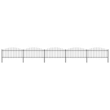 Tuinhek met speren bovenkant (0,5-0,75)x8,5 m staal zwart 50-75 cm 8.5 m