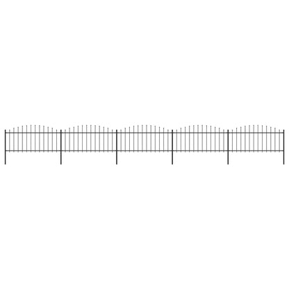 Tuinhek met speren bovenkant (0,5-0,75)x8,5 m staal zwart 50-75 cm 8.5 m