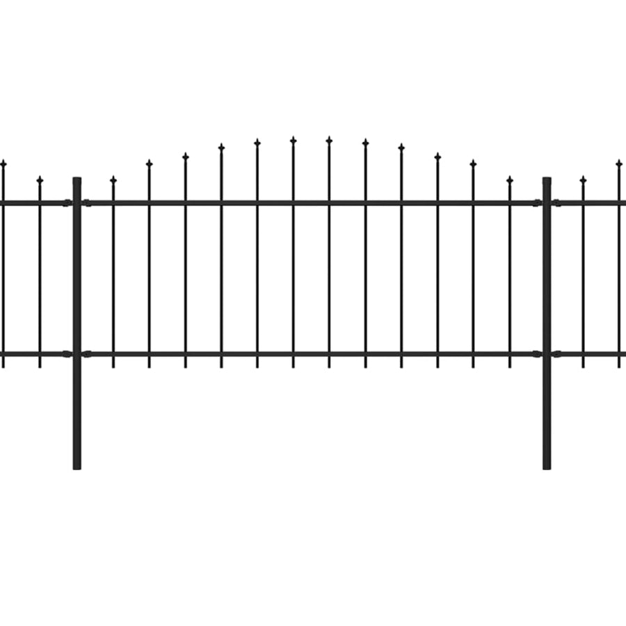 Tuinhek met speren bovenkant (0,5-0,75)x10,2 m staal zwart 50-75 cm 10.2 m