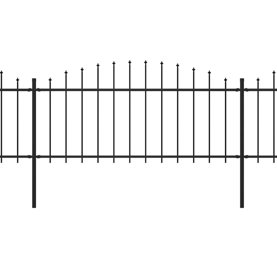 Tuinhek met speren bovenkant (0,5-0,75)x15,3 m staal zwart 50-75 cm 15.3 m