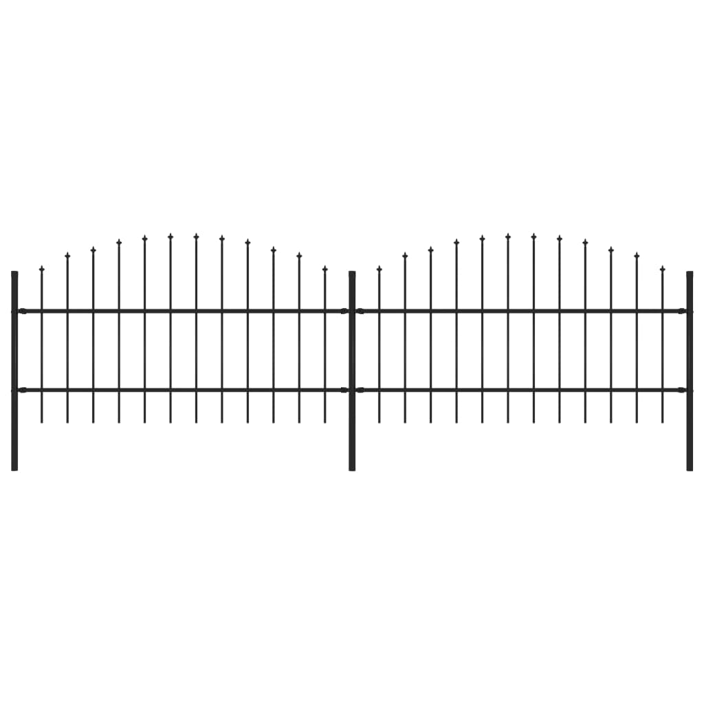 Tuinhek met speren bovenkant (0,75-1)x3,4 m staal zwart 75-100 cm 3.4 m