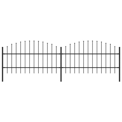 Tuinhek met speren bovenkant (0,75-1)x3,4 m staal zwart 75-100 cm 3.4 m