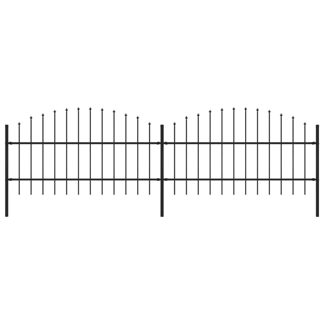 Tuinhek met speren bovenkant (0,75-1)x3,4 m staal zwart 75-100 cm 3.4 m