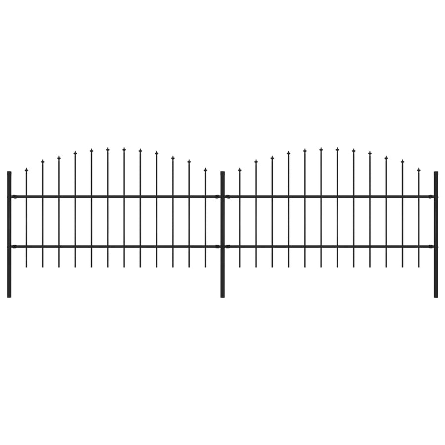 Tuinhek met speren bovenkant (0,75-1)x3,4 m staal zwart 75-100 cm 3.4 m