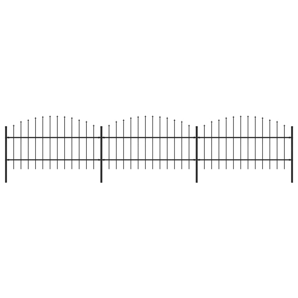 Tuinhek met speren bovenkant (0,75-1)x5,1 m staal zwart 75-100 cm 5.1 m