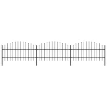 Tuinhek met speren bovenkant (0,75-1)x5,1 m staal zwart 75-100 cm 5.1 m