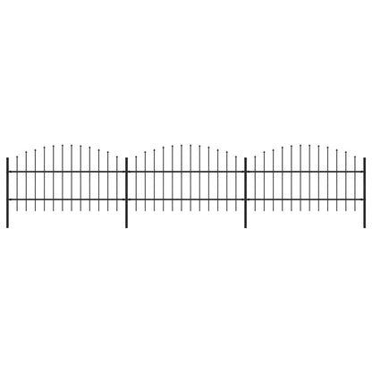 Tuinhek met speren bovenkant (0,75-1)x5,1 m staal zwart 75-100 cm 5.1 m