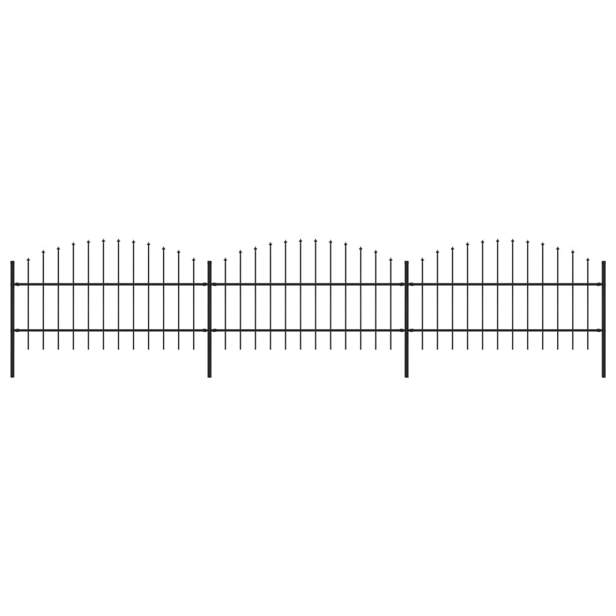 Tuinhek met speren bovenkant (0,75-1)x5,1 m staal zwart 75-100 cm 5.1 m
