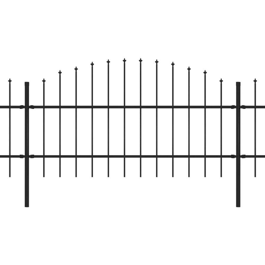 Tuinhek met speren bovenkant (0,75-1)x5,1 m staal zwart 75-100 cm 5.1 m