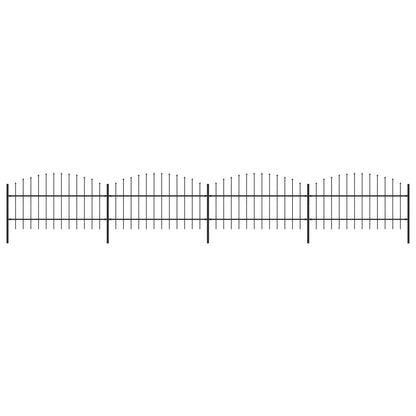 Tuinhek met speren bovenkant (0,75-1)x6,8 m staal zwart 75-100 cm 6.8 m