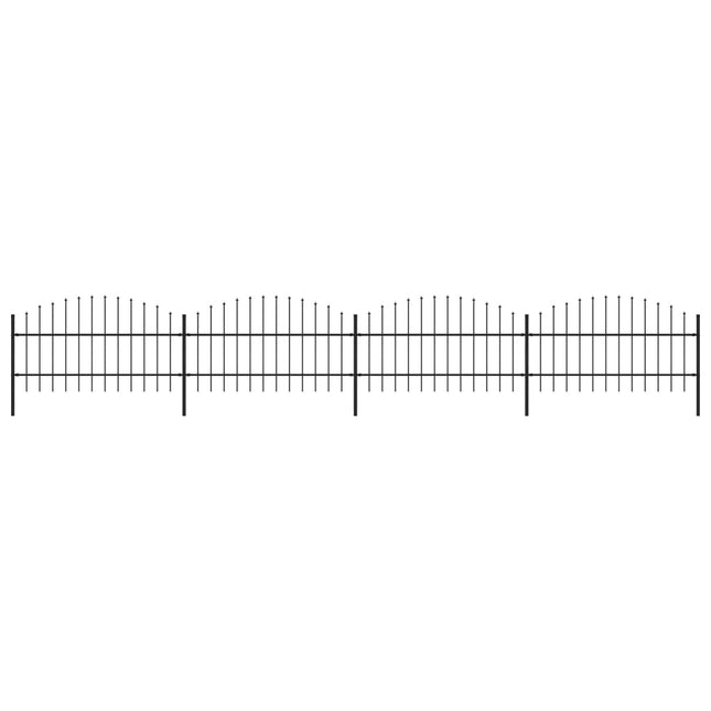 Tuinhek met speren bovenkant (0,75-1)x6,8 m staal zwart 75-100 cm 6.8 m