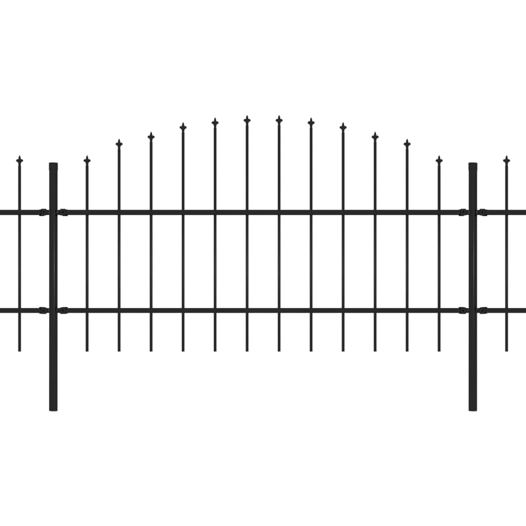 Tuinhek met speren bovenkant (0,75-1)x6,8 m staal zwart 75-100 cm 6.8 m