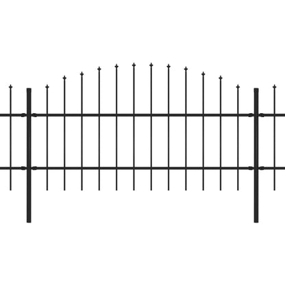 Tuinhek met speren bovenkant (0,75-1)x6,8 m staal zwart 75-100 cm 6.8 m