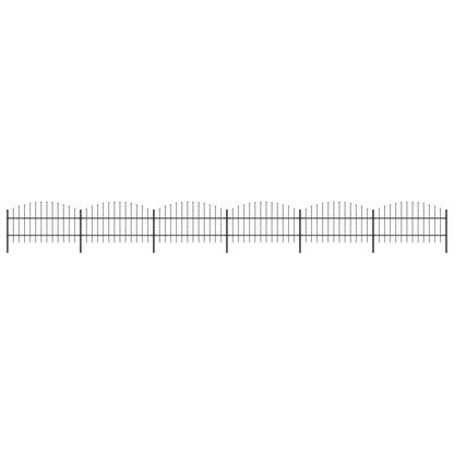Tuinhek met speren bovenkant (0,75-1)x10,2 m staal zwart 75-100 cm 10.2 m