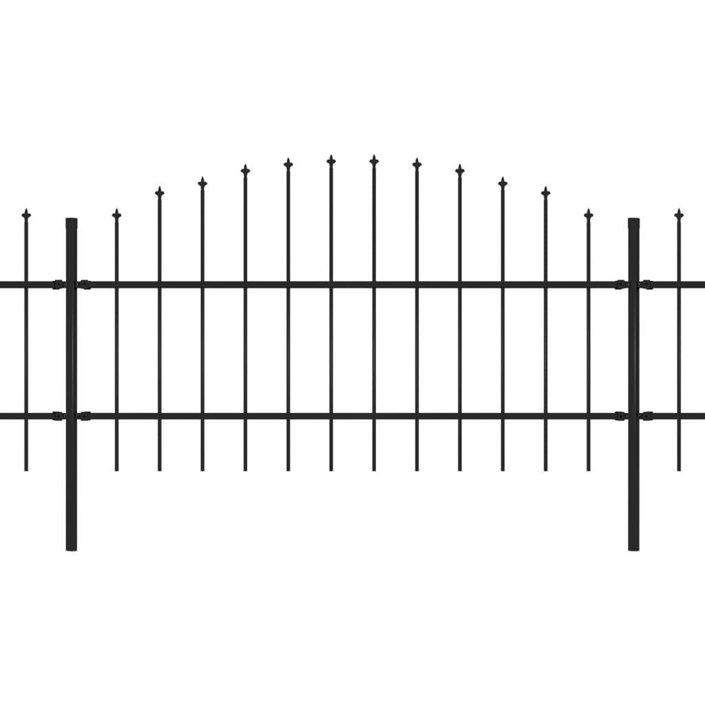 Tuinhek met speren bovenkant (0,75-1)x11,9 m staal zwart 75-100 cm 11.9 m